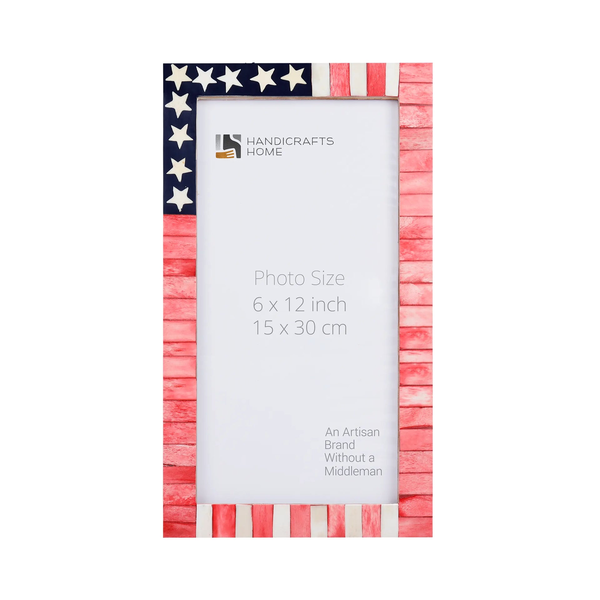 Picture Frame Usa American Flag Pattern Bone & Resin Inlay Collection - 3 Sizes