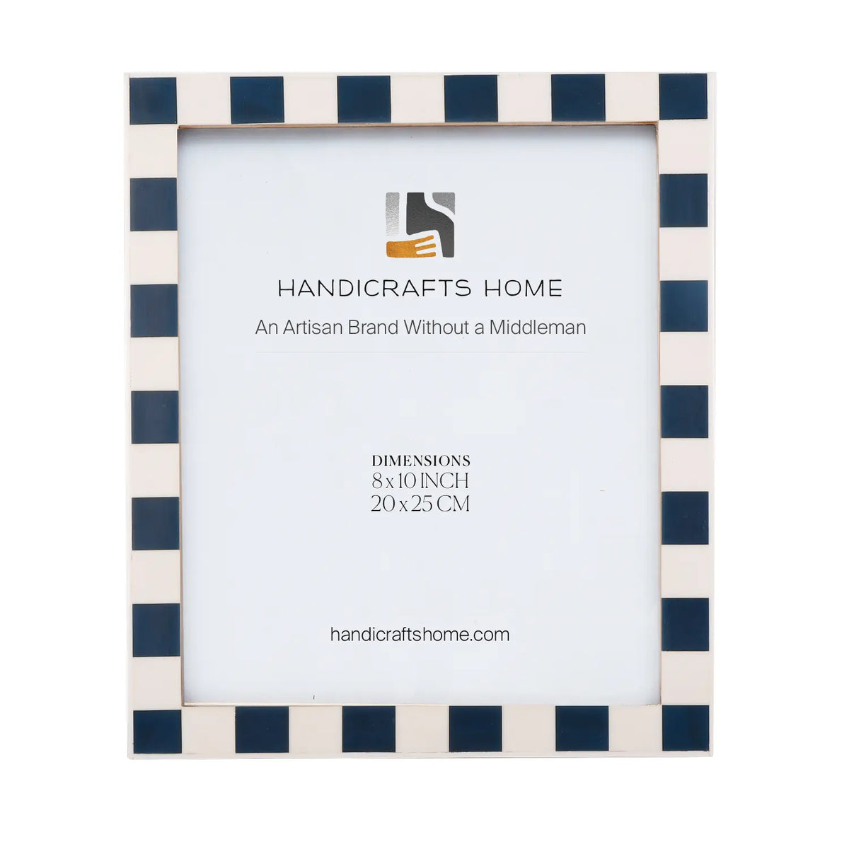 Handmade Checkered Picture Frame - Navy & White Resin Inlay - 4x4 4x6 5x7 8x10, for tabletop or wall display