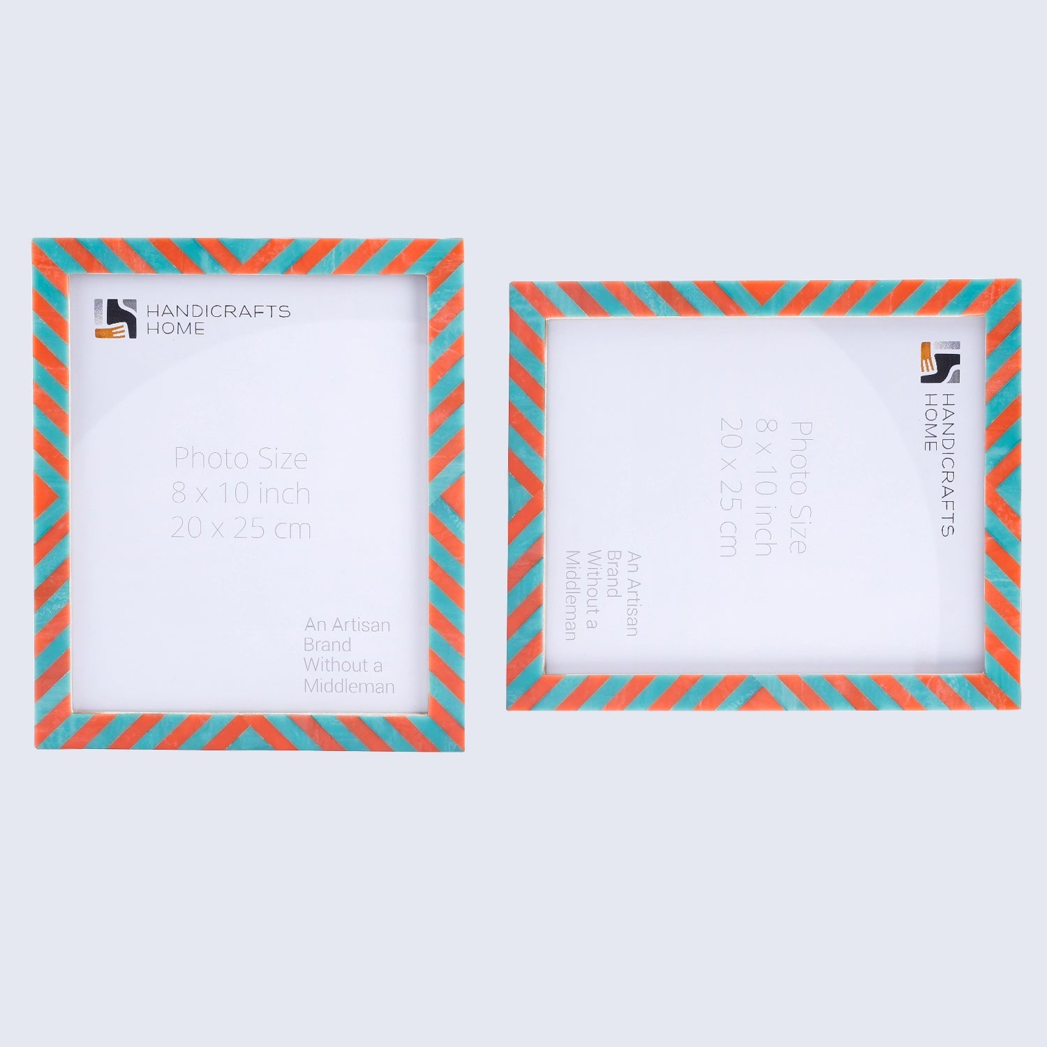 Picture Frames Candy Cane Melon Twist Pattern in Bone & Resin Inlay Collection in 3 Sizes, Pack of 2