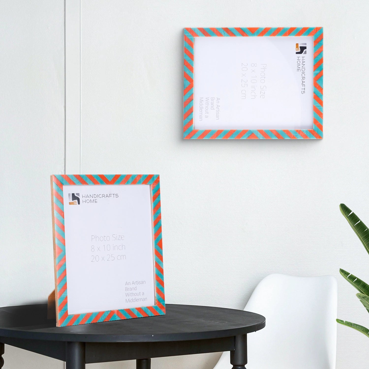 Picture Frames Candy Cane Melon Twist Pattern in Bone & Resin Inlay Collection in 3 Sizes, Pack of 2