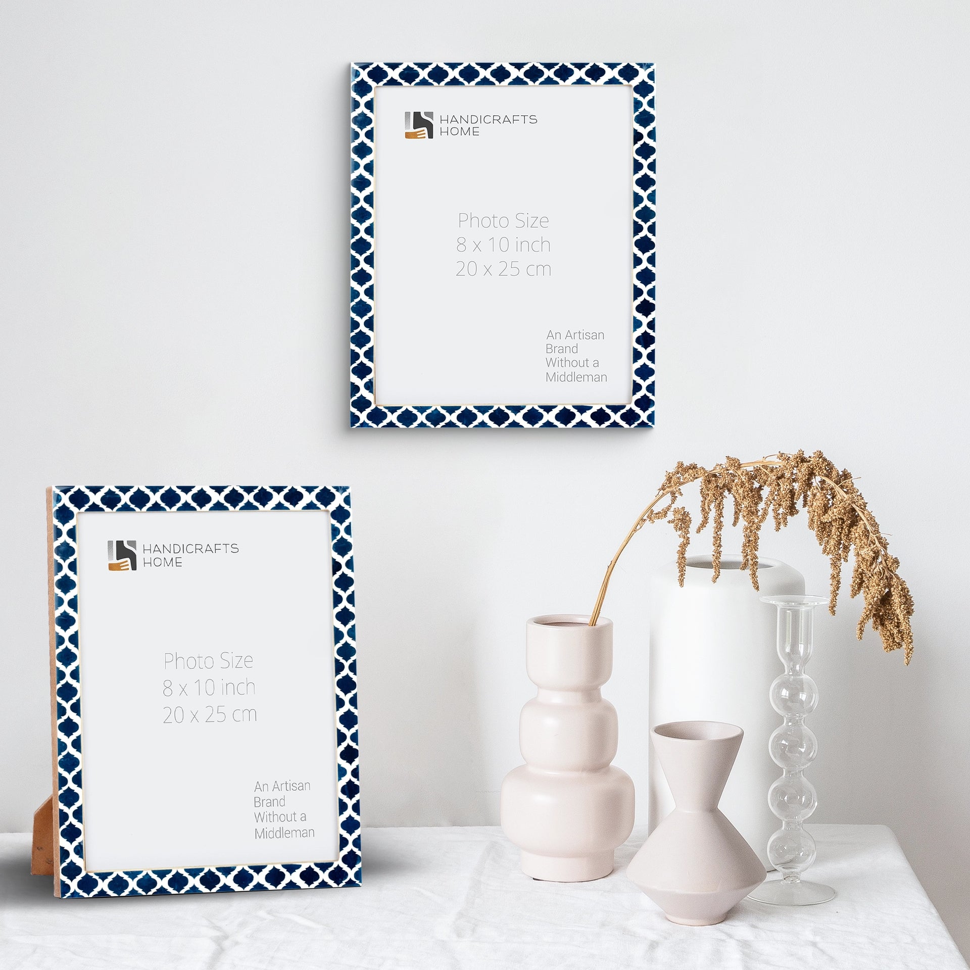 Picture Frames Casablanca Medianoche Pattern Bone & Resin Inlay Collection in 3 Sizes, Pack of 2