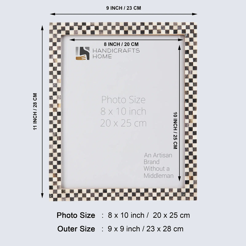 Size Chart for Checkered Pattern Picture Photo Frame Handmade Wall Hanging Decor- Combo Set of 3, 8x10 inches