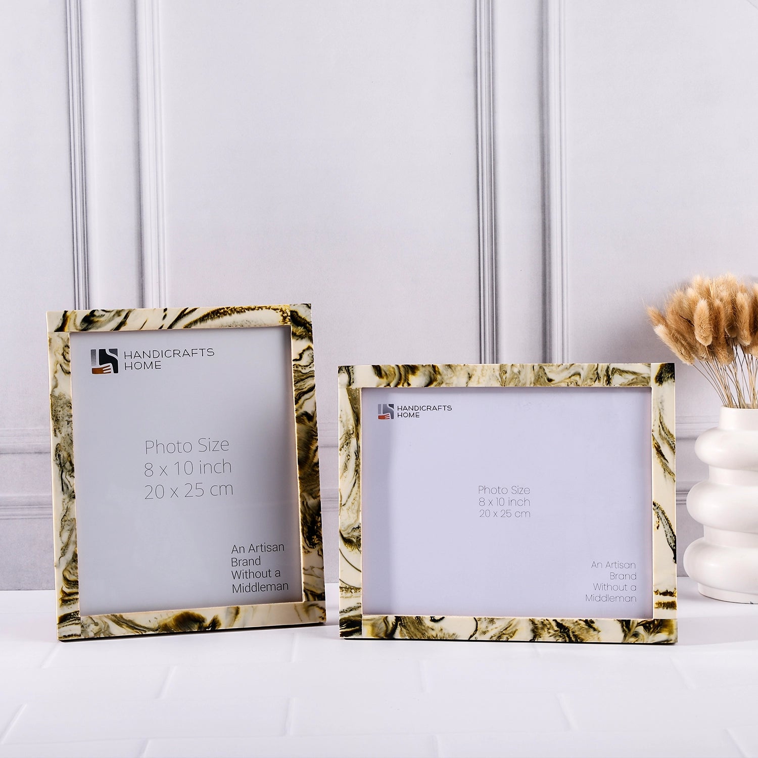 Picture Frames Deco Marble Pattern Resin Inlay Collection in 3 Sizes, Pack of 2