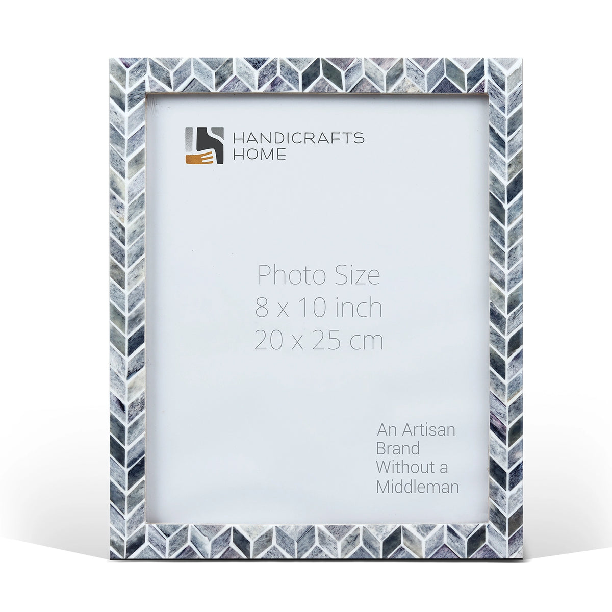Handmade Grey Bone Inlay Picture Frame Arctic Smoke Col. 4x6 5x7 8x10, for tabletop or wall display