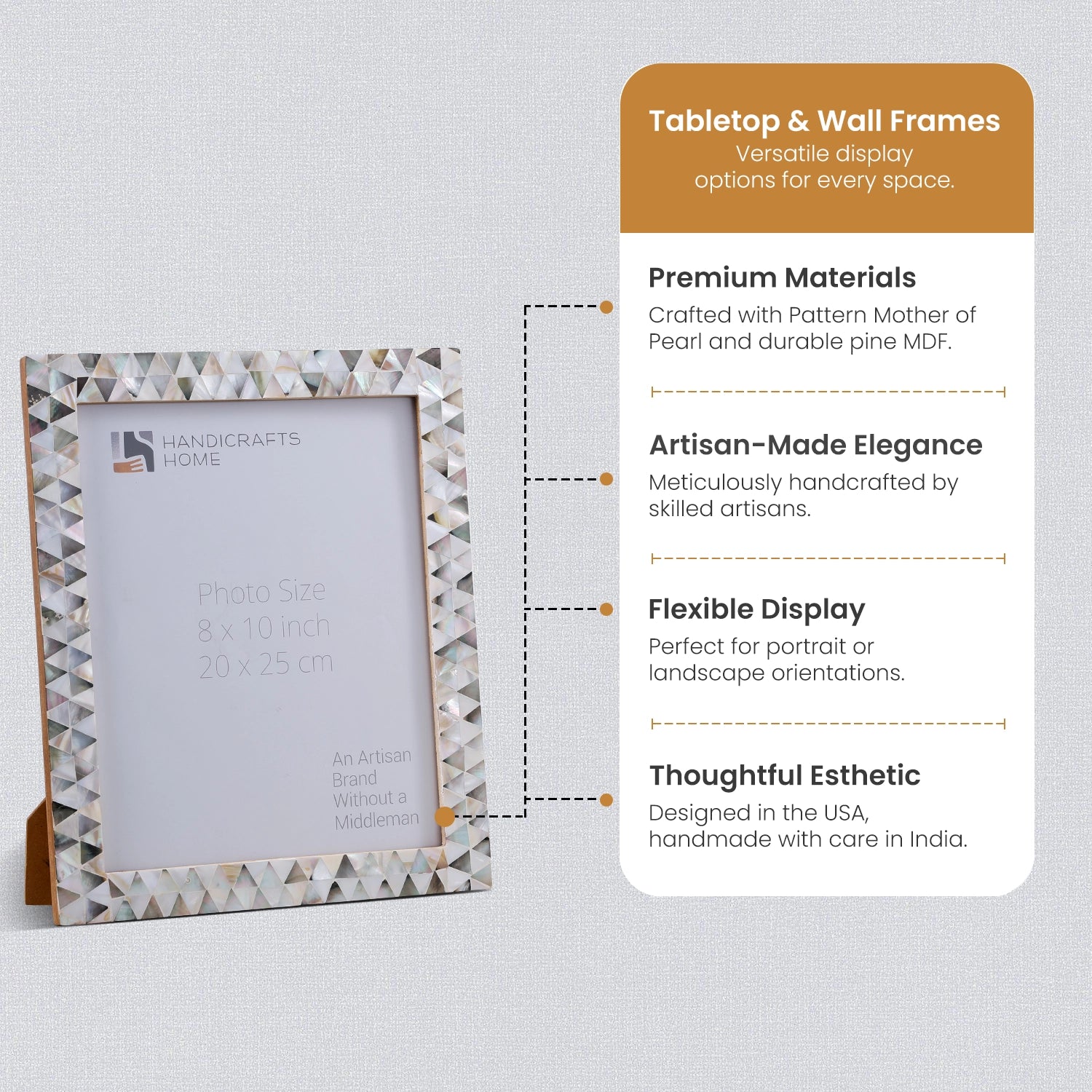 Picture Frames Pearlescent Abyss Collection Mother of Pearl White 3 Sizes