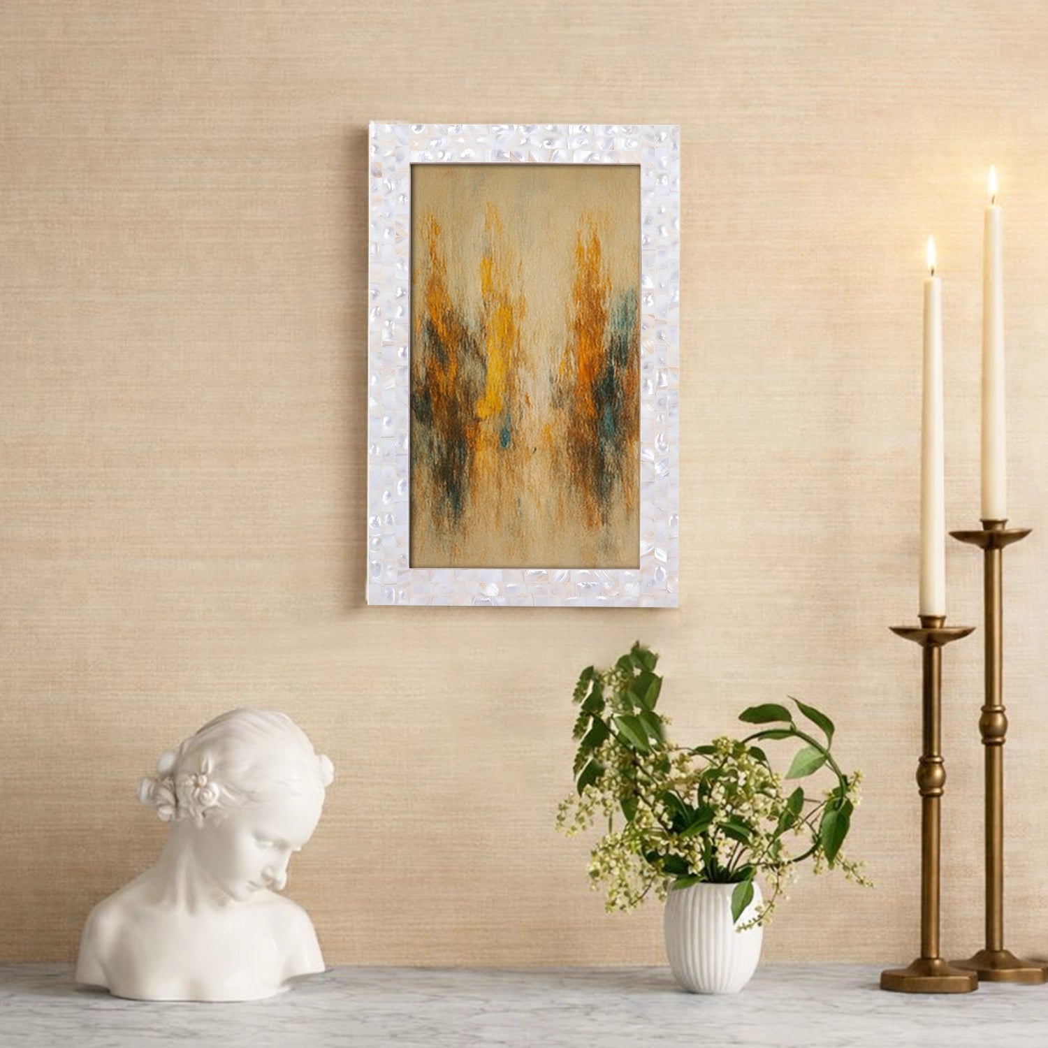 Poster Frames Mother of Pearl Collection in 8x14 Sizes, White