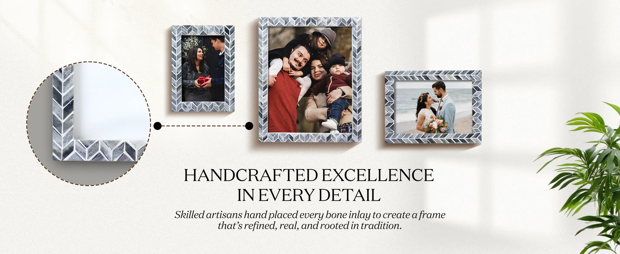 Picture Frames Artic Smoke Pattern Bone & Resin Inlay Collection in 3 Sizes