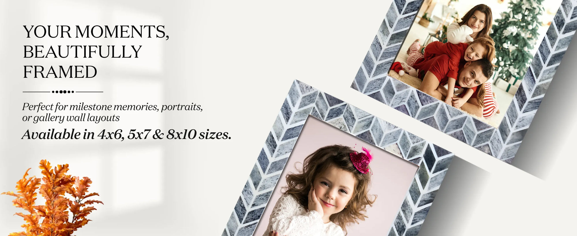 Picture Frames Artic Smoke Pattern Bone & Resin Inlay Collection in 3 Sizes