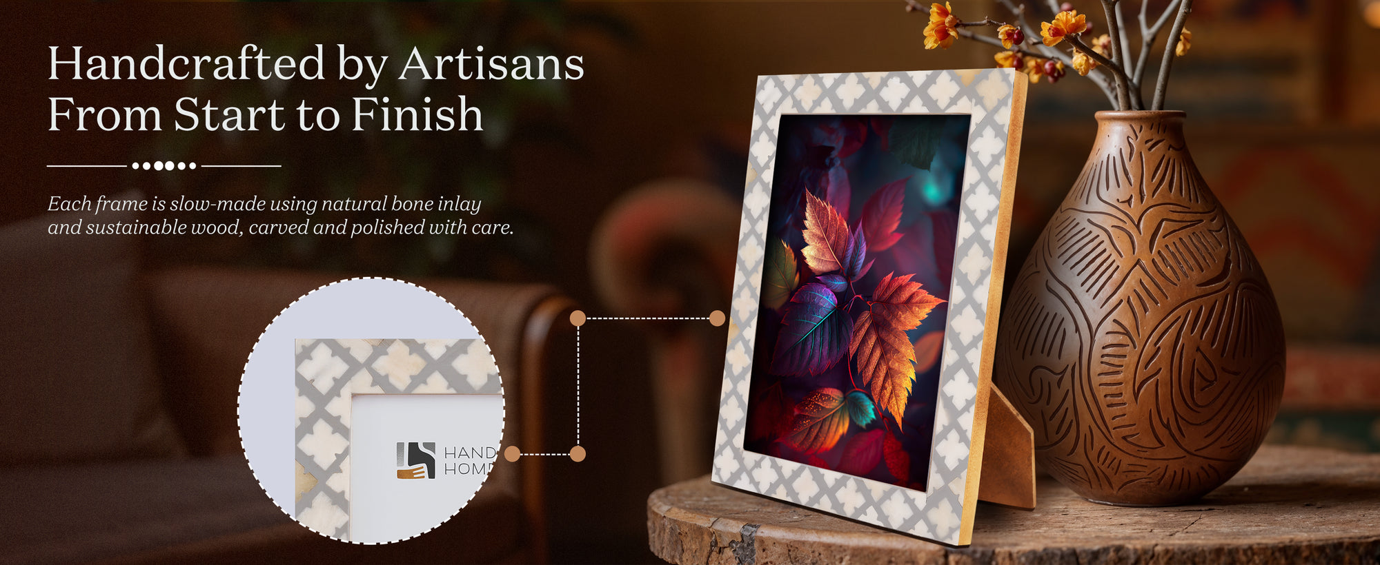 Picture Frame Avant Ashley Collection Bone & Resin Inlay White & Grey – 4x6, 5x7 & 8x10