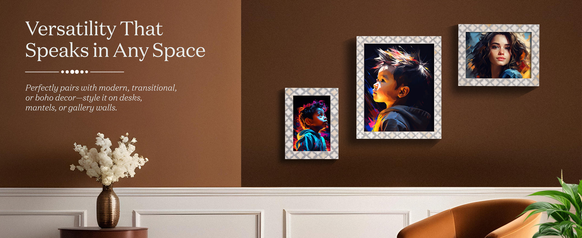 Picture Frame Avant Ashley Collection Bone & Resin Inlay White & Grey – 4x6, 5x7 & 8x10