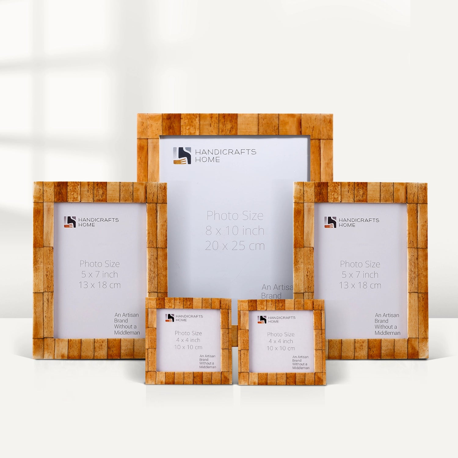 Antique Tile Bone Inlay Picture Frame Set (5-Pieces)