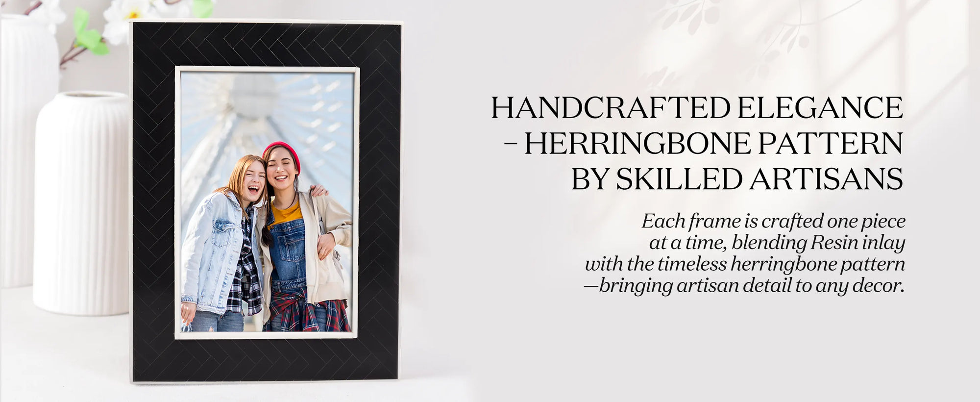 Black & White Resin Inlay Chevron Picture Frame - 4x6 & 5x7