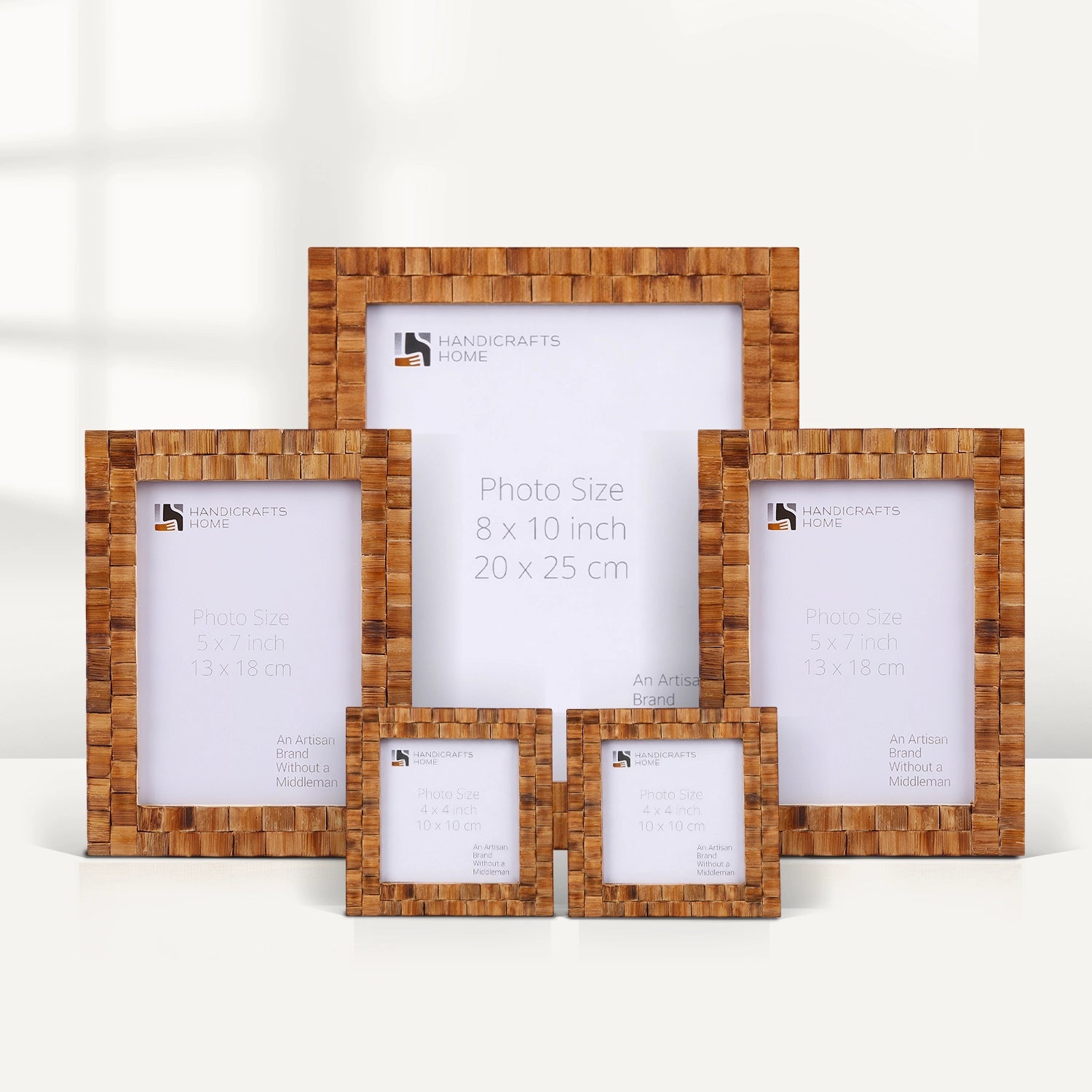 Natural Wood Inlay Picture Frame Set (5-Pieces)
