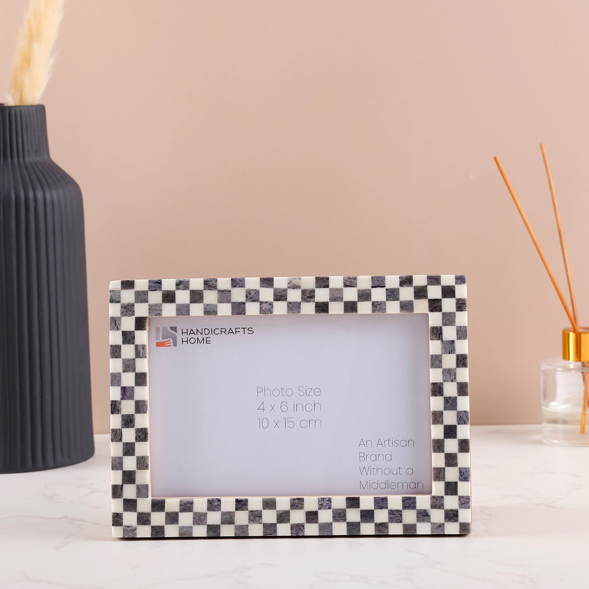 Checker Picture Frame Checkered Pattern Picture Frame Handmade in Grey – Handicrafts Home