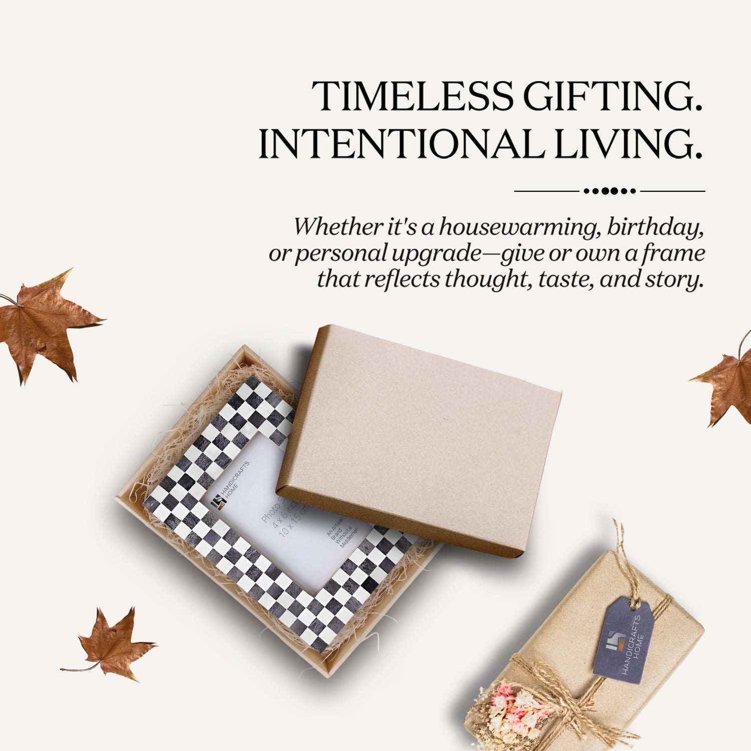 Picture Frame Checkered Pattern Collection Bone Inlay Grey White 4x6 & 5x7"