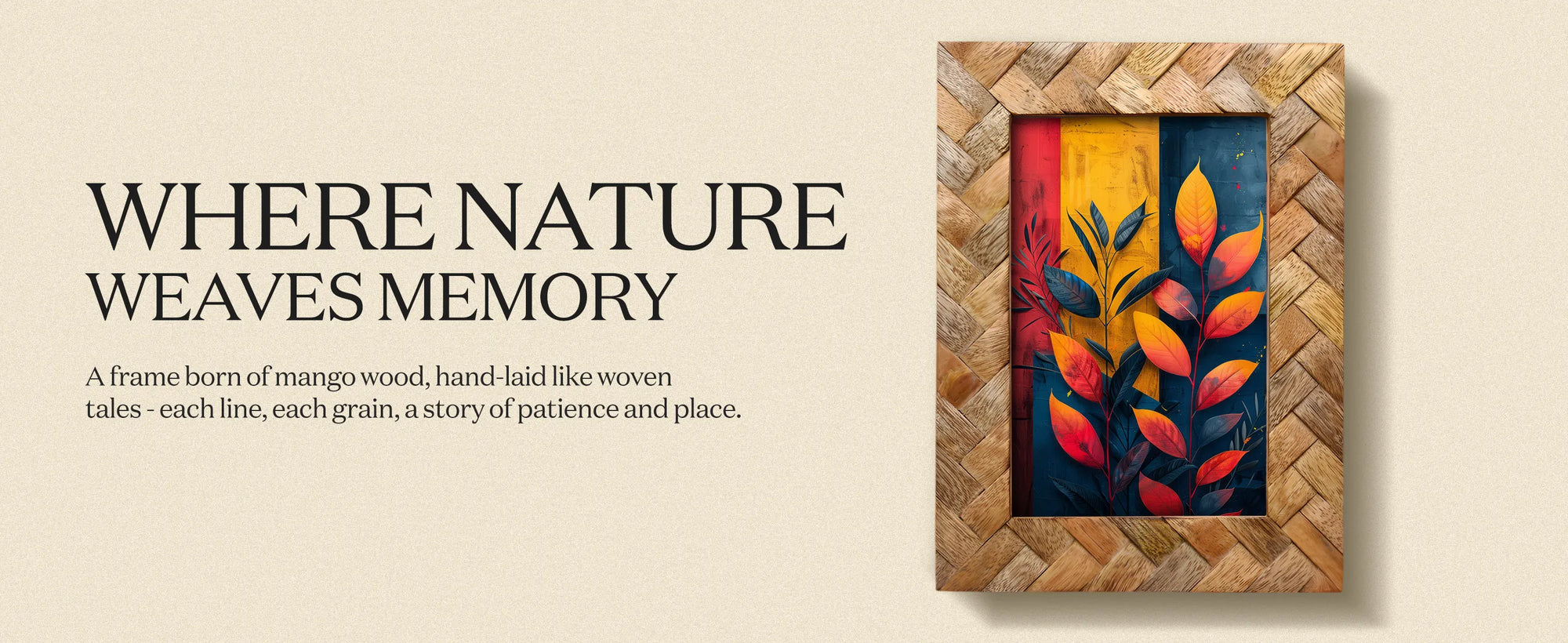 Wood Inlay Cinnamon Plaits Pattern Picture Photo Frame - 4x6