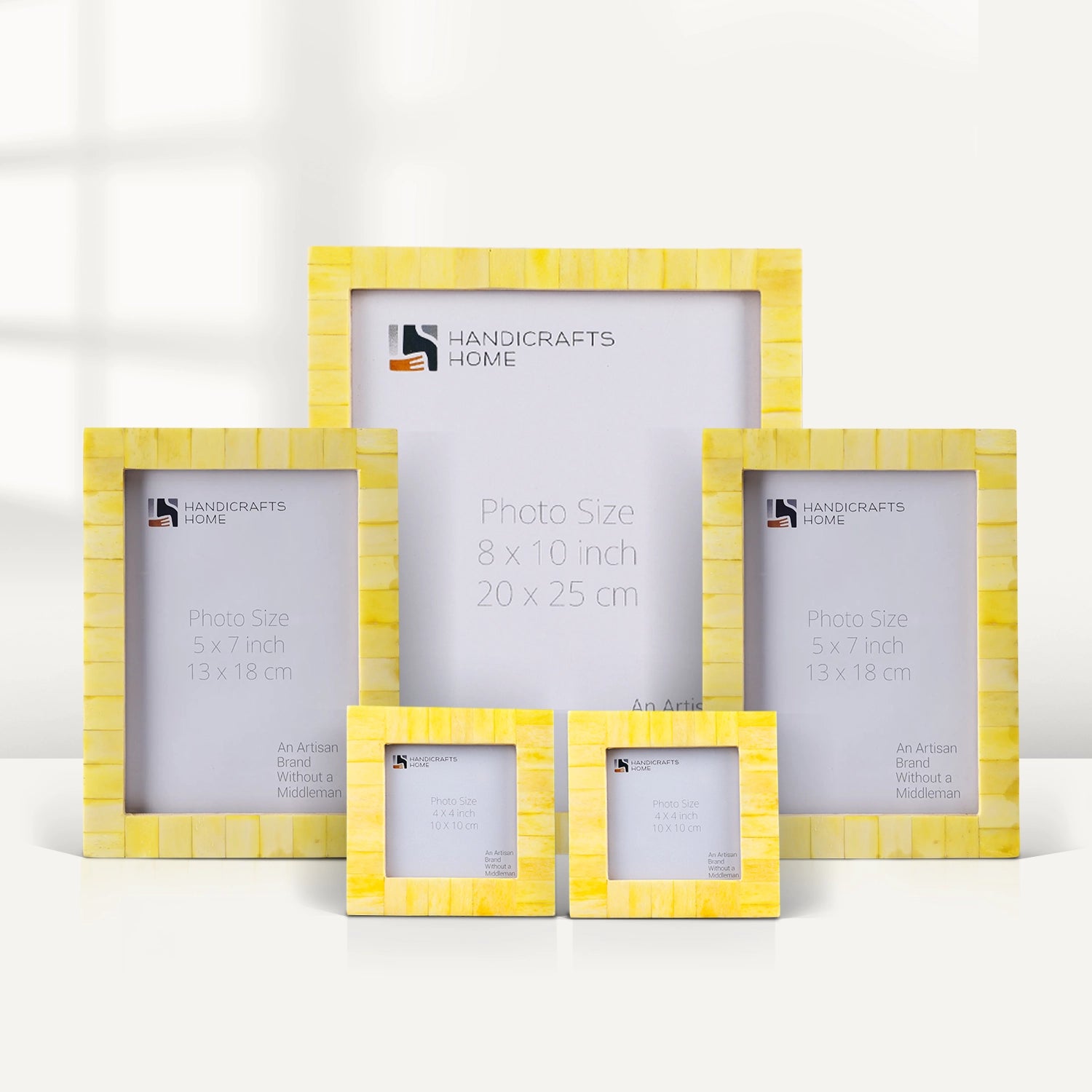 Classic Bone Inlay Picture Frame Set, Yellow (5-Pieces)