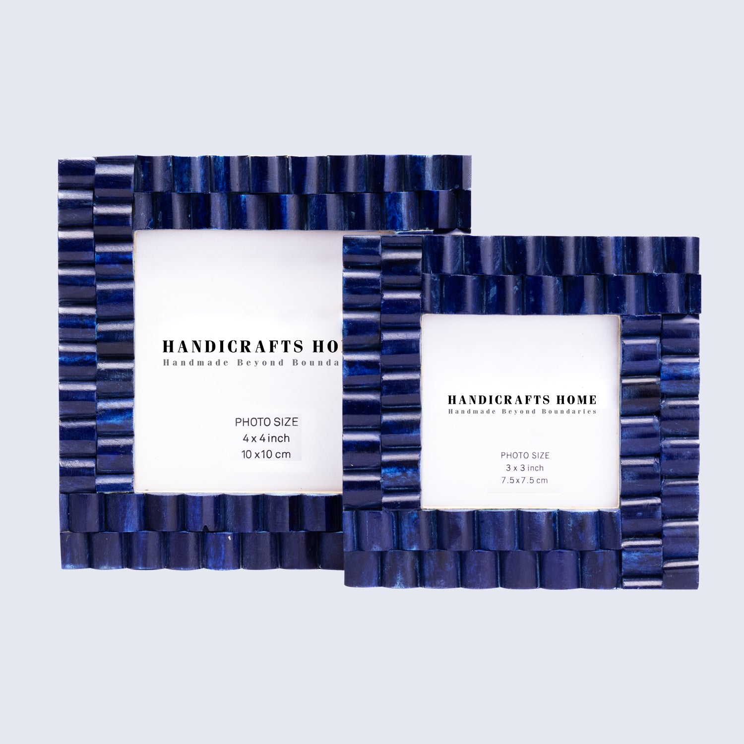 Baby Picture Frames Cornice Chain Pattern Bone & Resin Inlay Collection in Blue