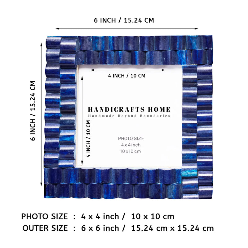 Size Chart for Baby Picture Frames Cornice Chain Pattern Bone & Resin Inlay Collection in Blue