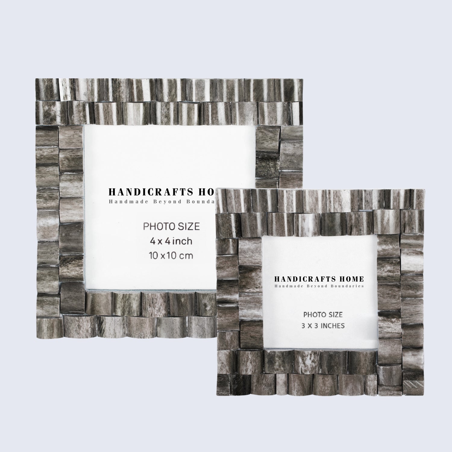 Baby Picture Frames Cornice Chain Pattern Bone & Resin Inlay Collection in Grey