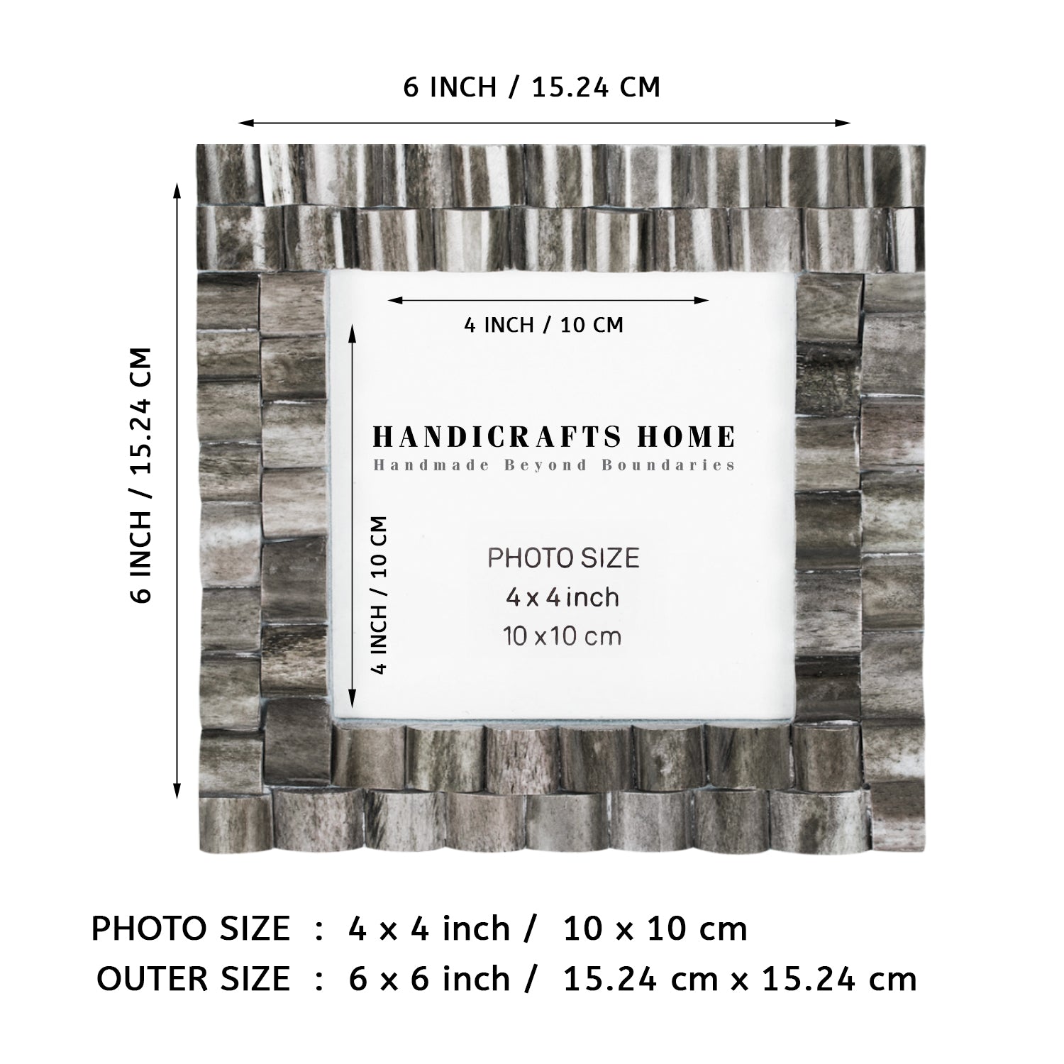 Baby Picture Frames Cornice Chain Pattern Bone & Resin Inlay Collection in Grey