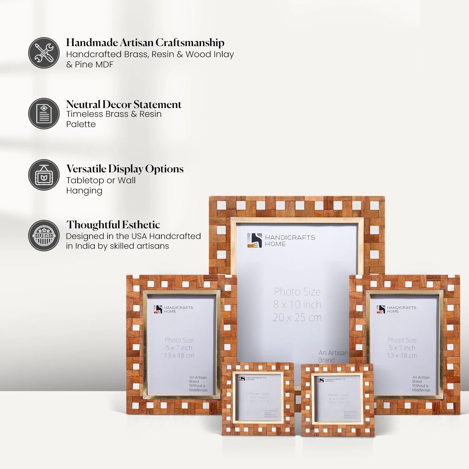 Halo Parquet Wood and Resin Inlay Picture Frame Set (5 Piece)