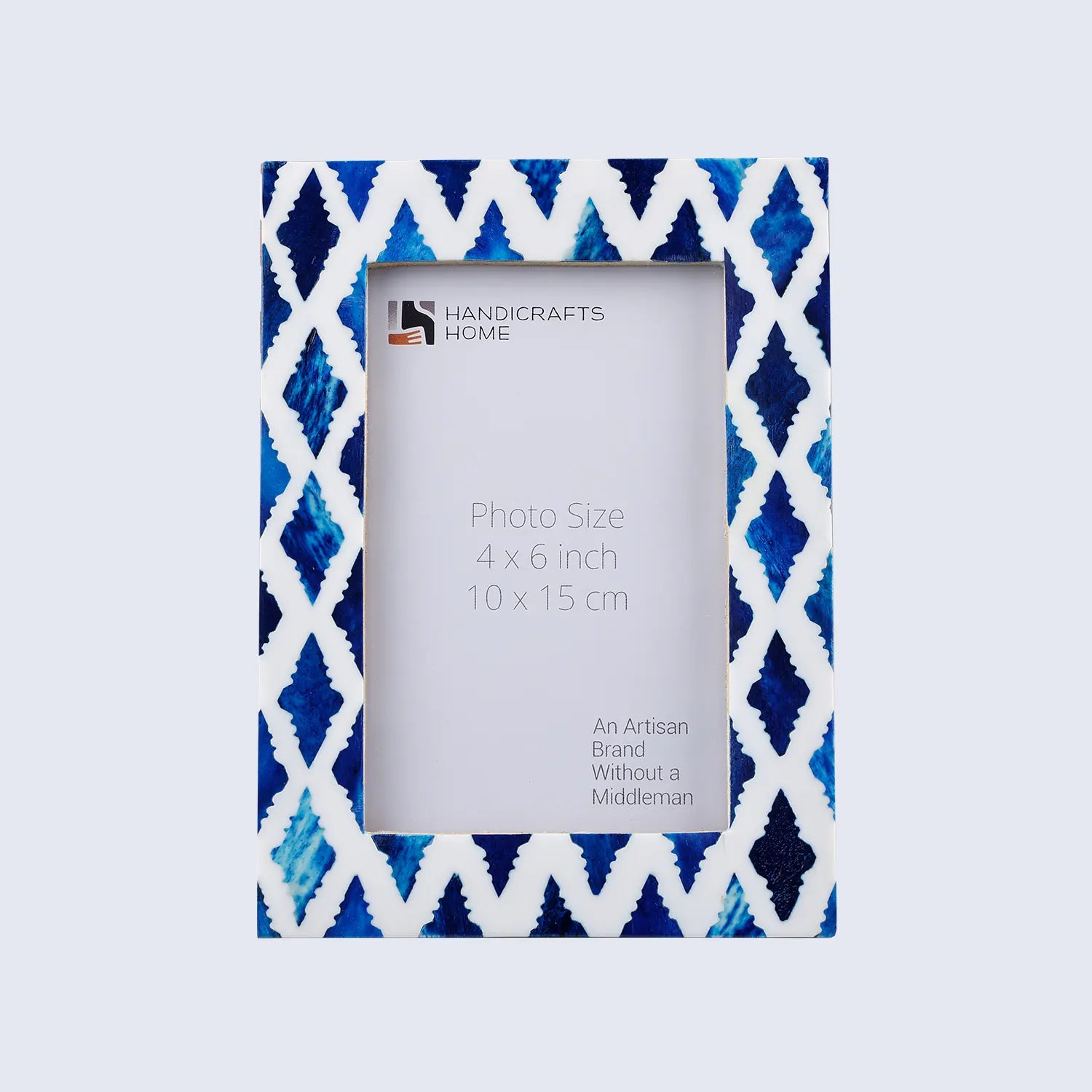 Picture Frames Indigo Mosaic Diamond Pattern Bone & Resin Inlay Collection, 4X6