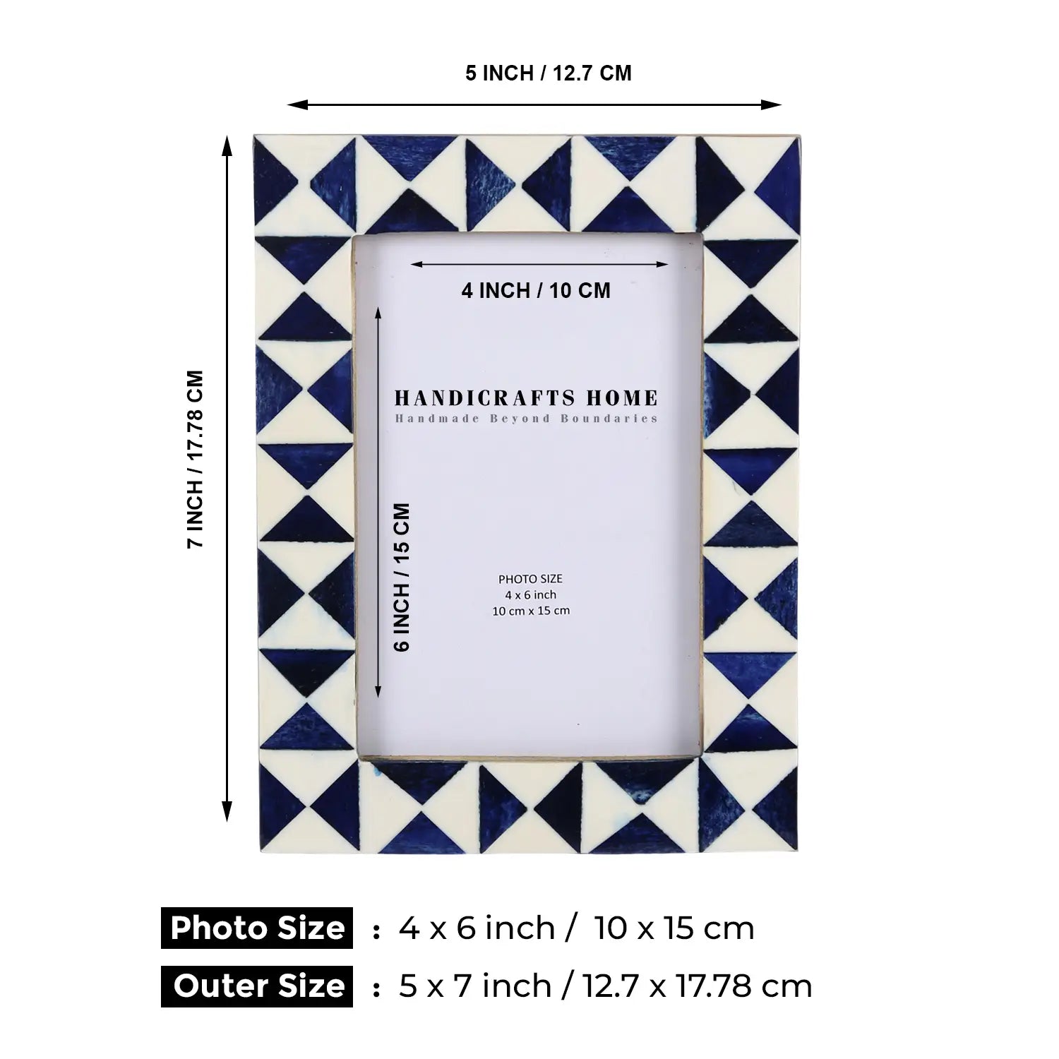 Picture Frames Indigo Bone Inlay Collection in Blue, 4x6