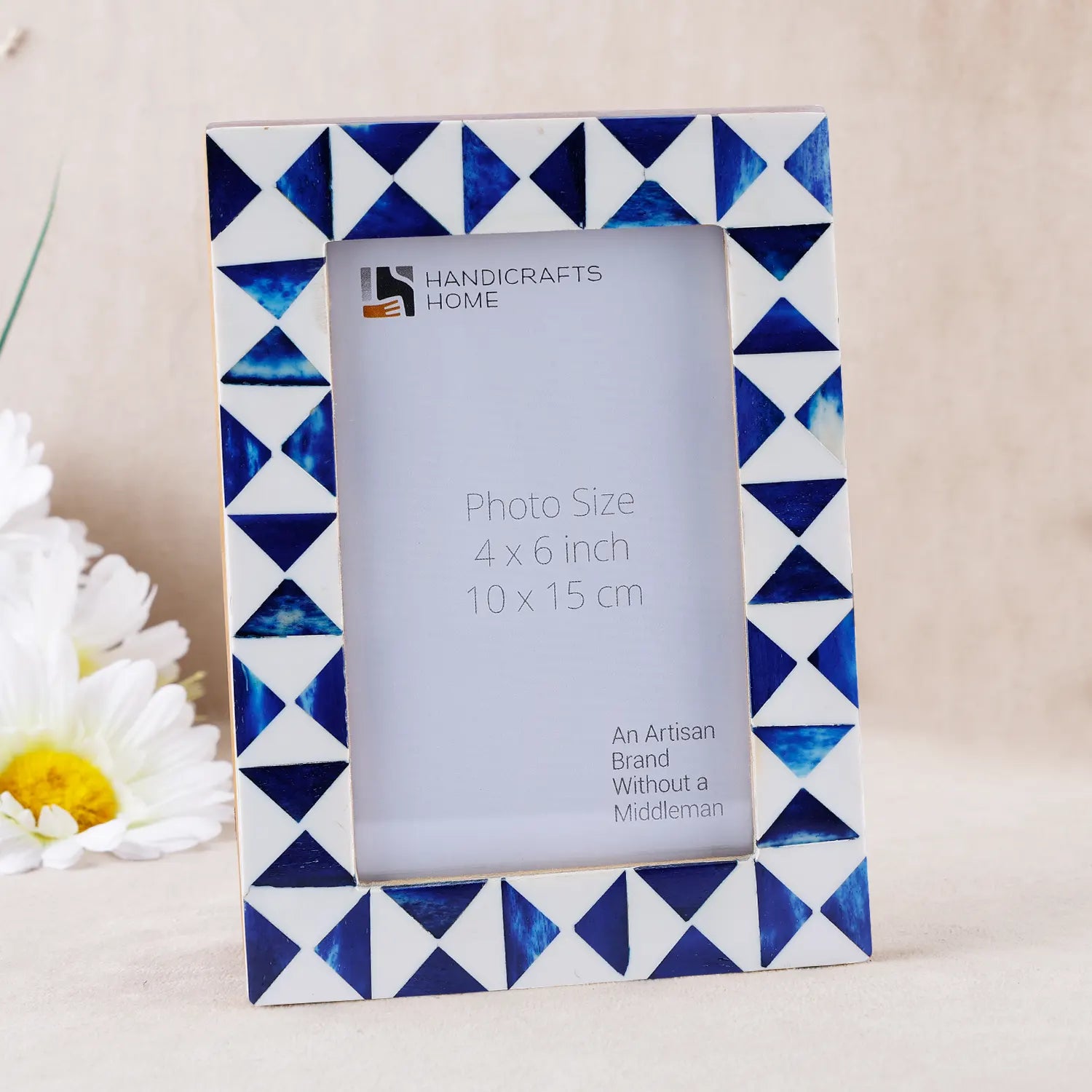 Picture Frames Indigo Bone Inlay Collection in Blue, 4x6