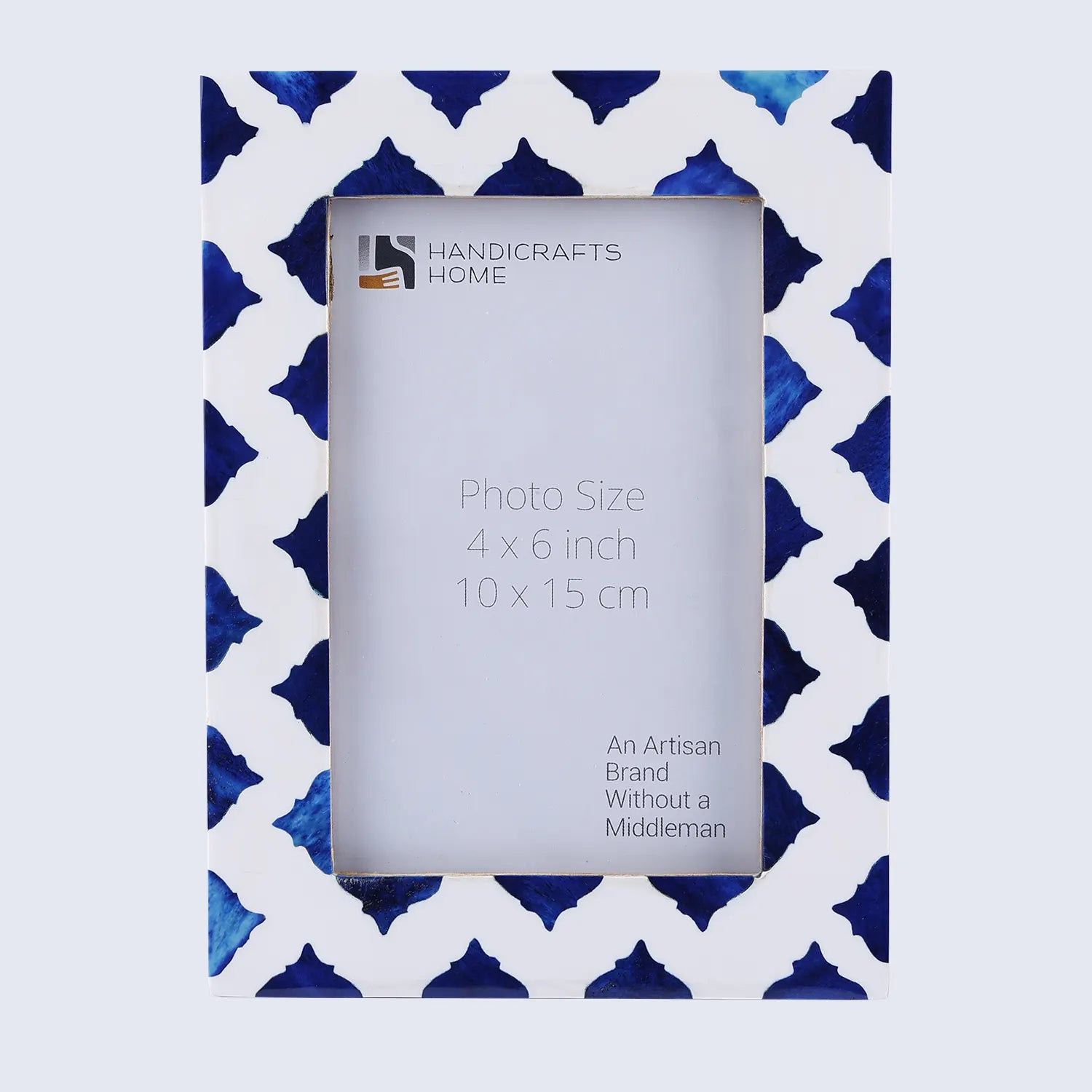 Picture Frames Indigo Bone & Resin Inlay Collection in White & Blue, 4x6
