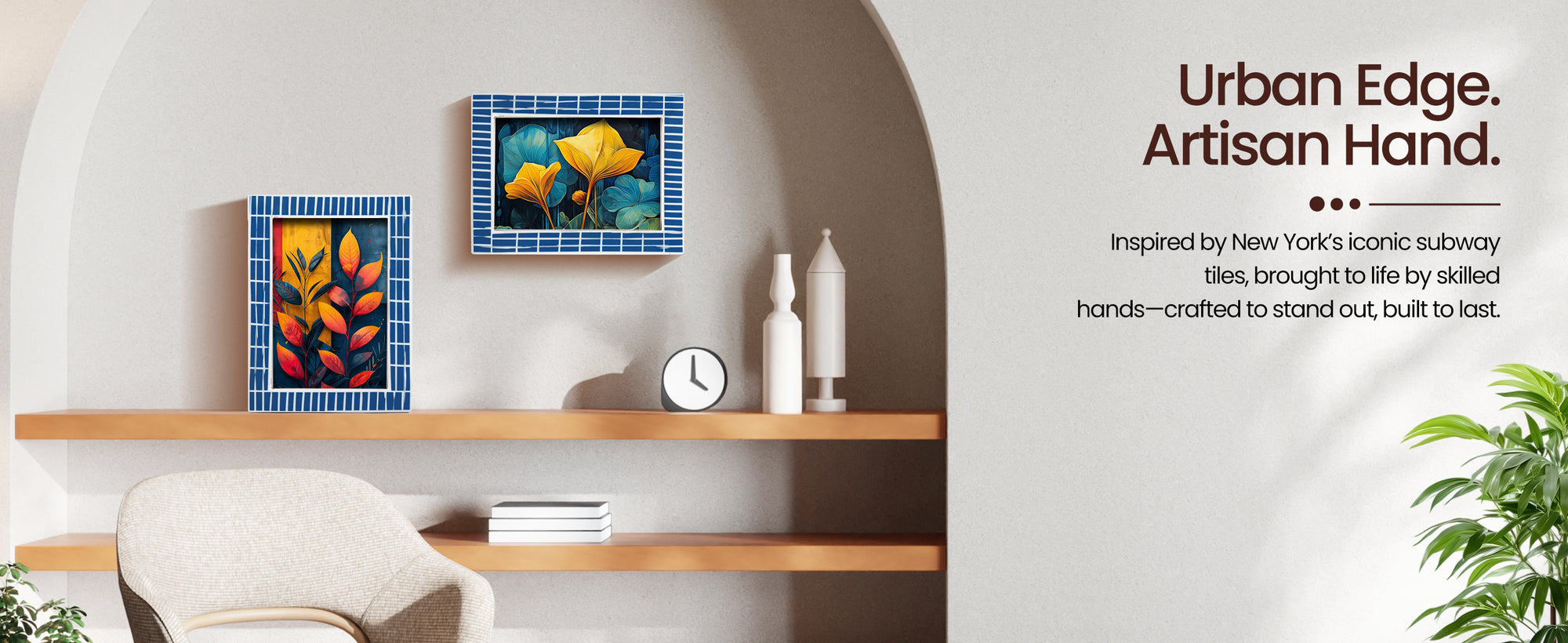 Picture Frame Manhattan Subway Collection Resin Inlay Blue,White – 3 Sizes (Pack of 2)