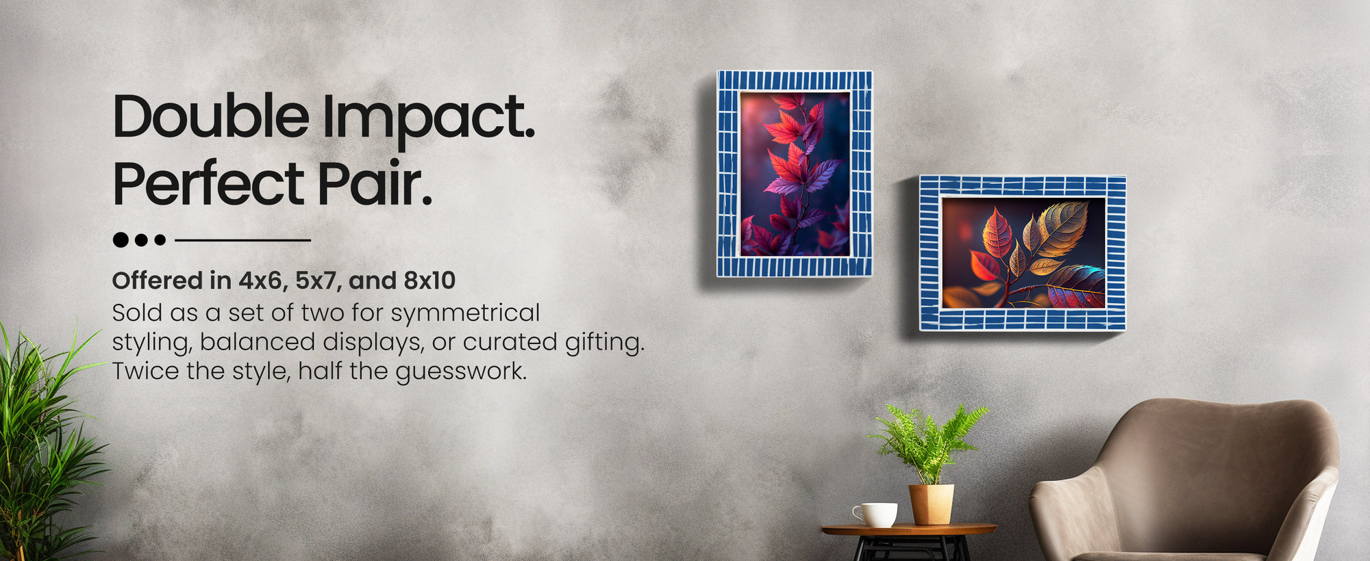 Picture Frame Manhattan Subway Collection Resin Inlay Blue,White – 3 Sizes (Pack of 2)