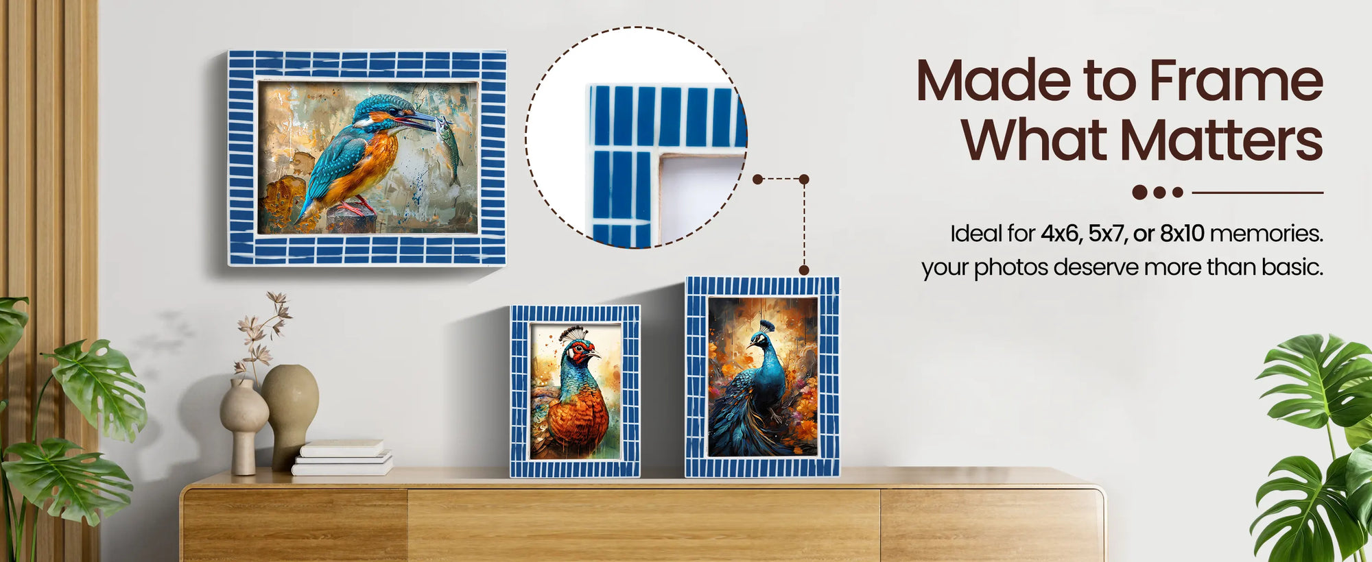 Picture Frame Manhattan Subway Collection Resin Inlay Blue,White – 3 Sizes (Pack of 2)
