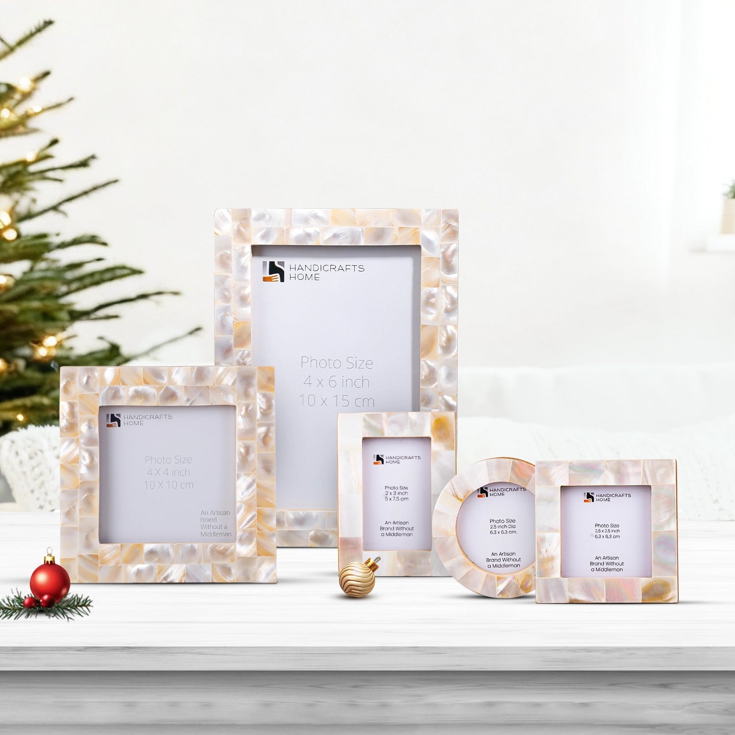 Mother of Pearl White Collection Picture Frames Combo Pack of 5