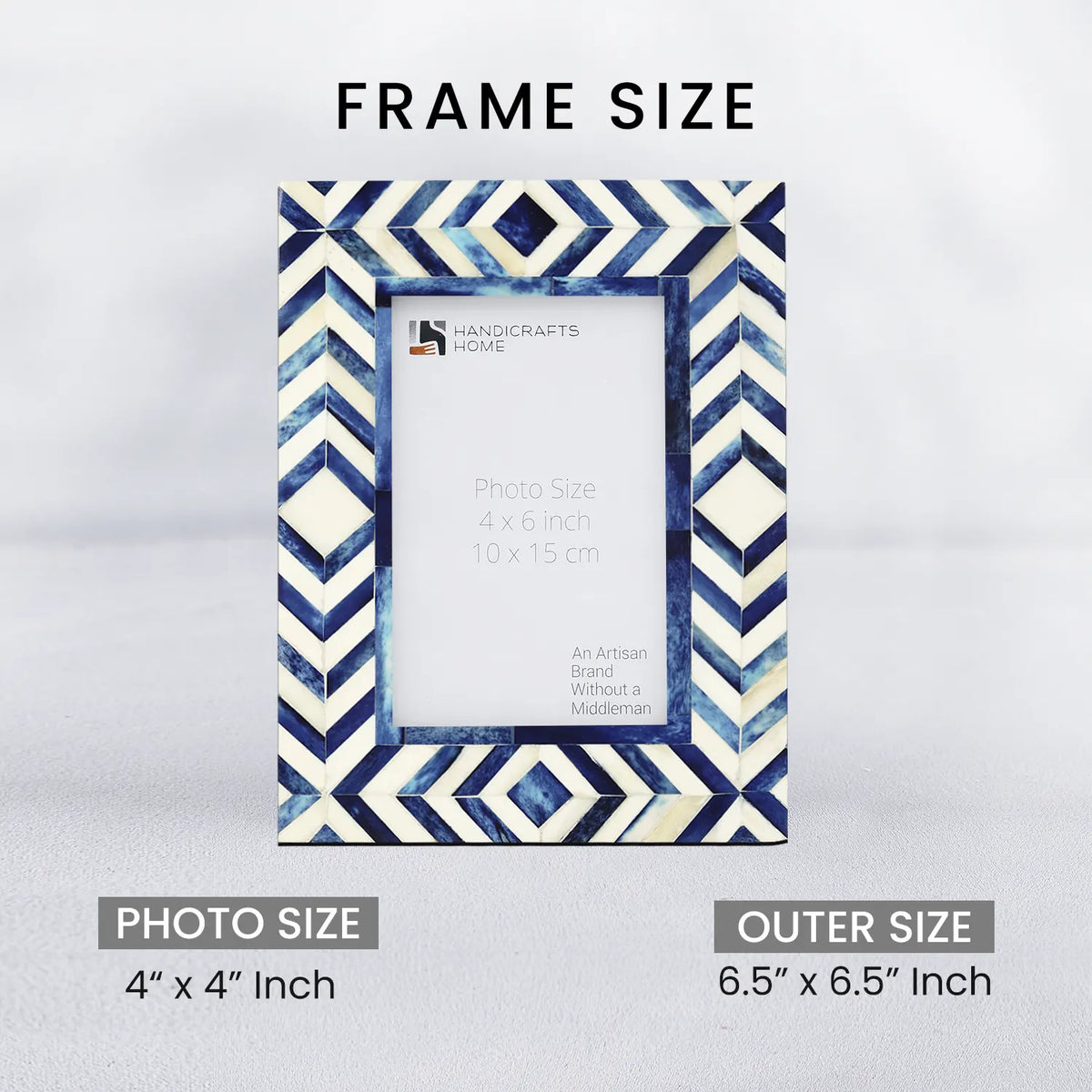 Mosaic Chevron Bone Inlay Picture Frame | 4x6