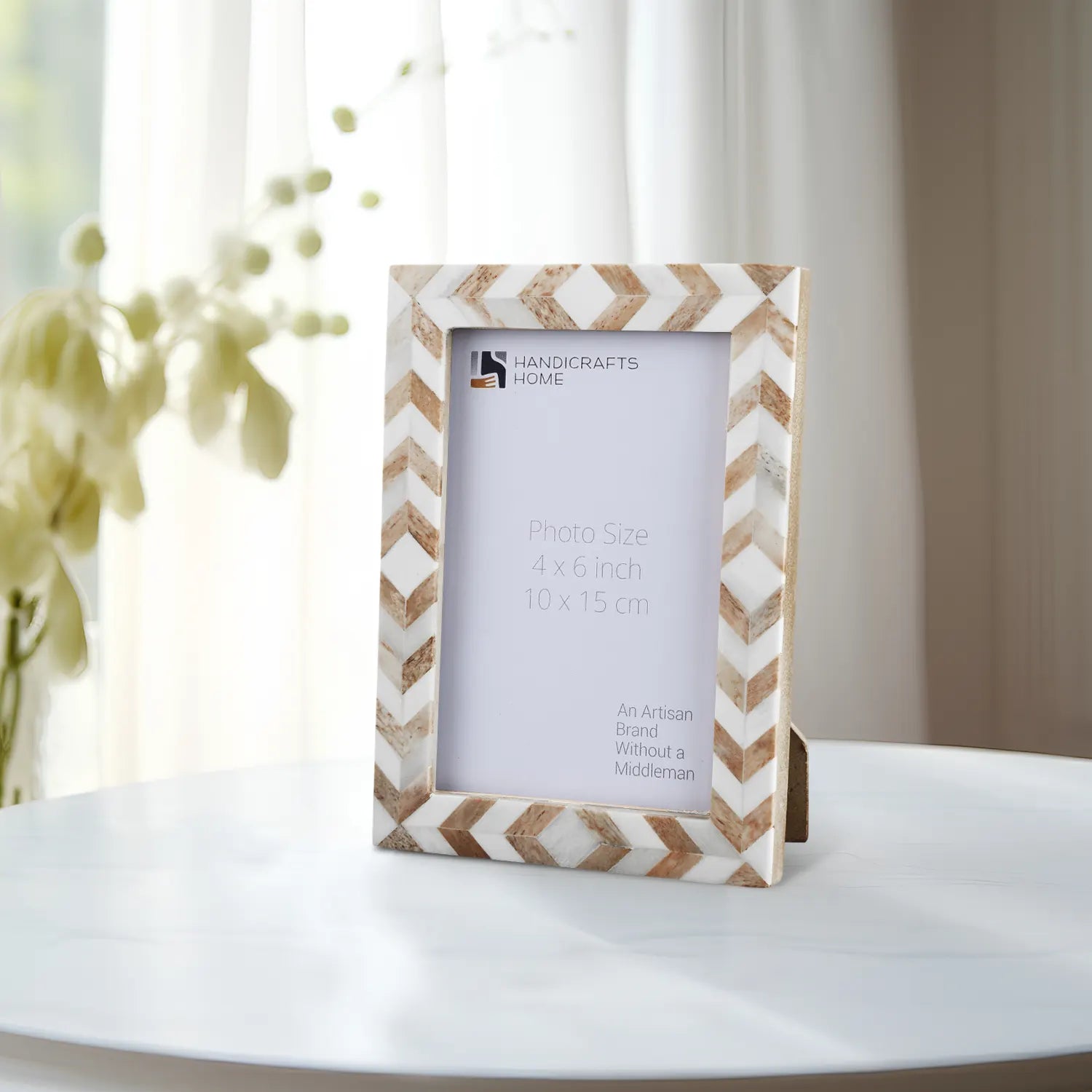 Picture Frames Taj Pattern Bone Inlay Collection in 3 Sizes, Brown