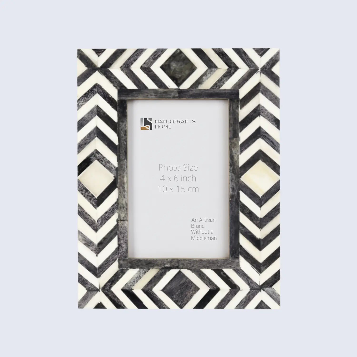 Picture Frames Mosaic Chevron Pattern Bone Inlay Collection in 4x6, Grey