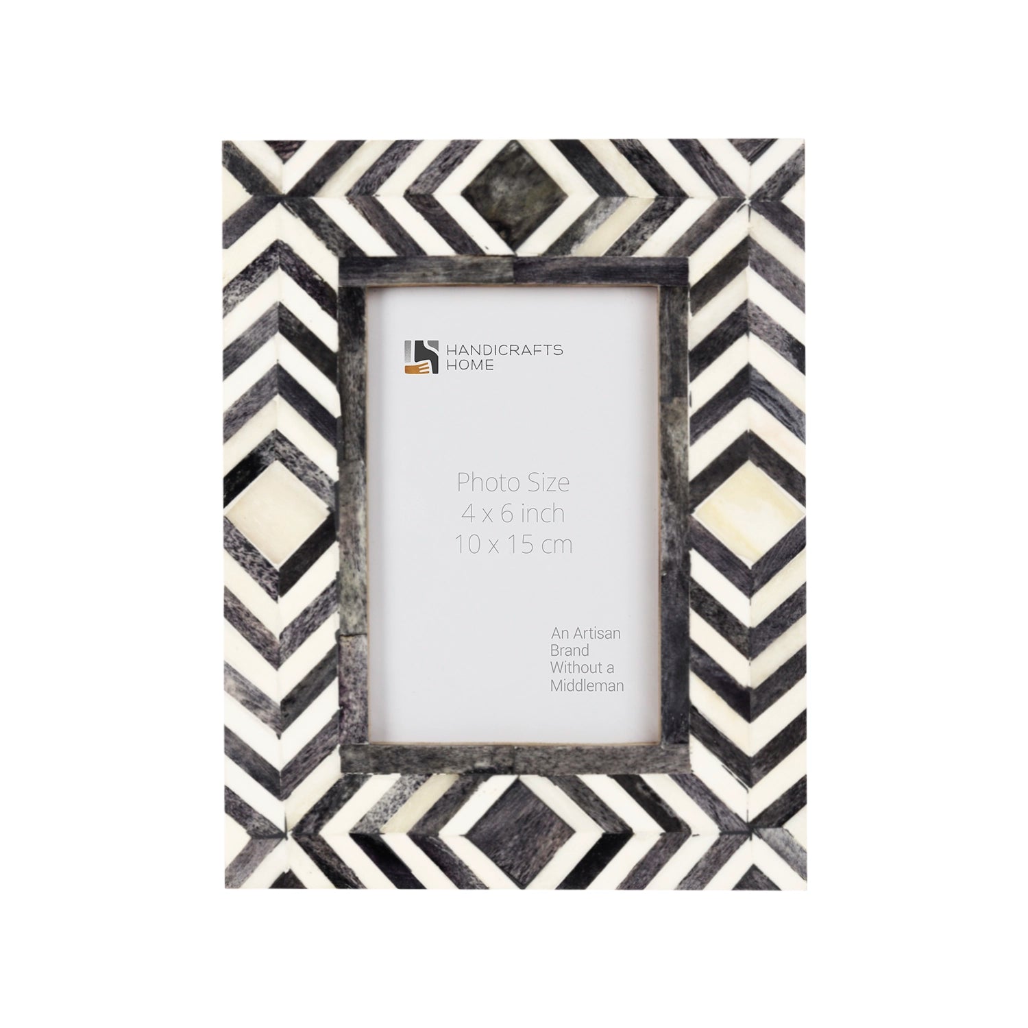 Picture Frames Mosaic Chevron Pattern Bone Inlay Collection in 4x6, Grey