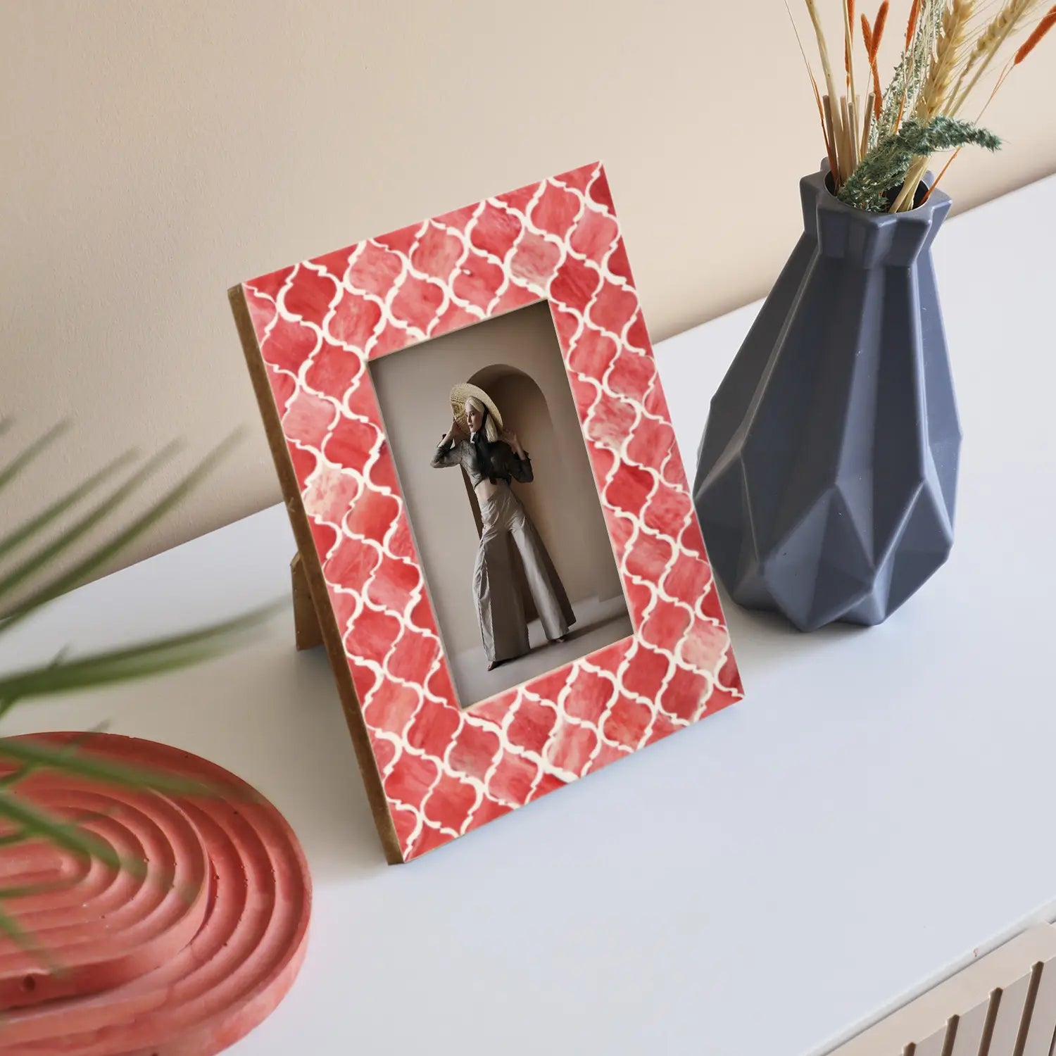 Picture Frames Moroccan Pattern Bone & Resin Inlay Collection in 5 Color Options | 1.75" Border Width