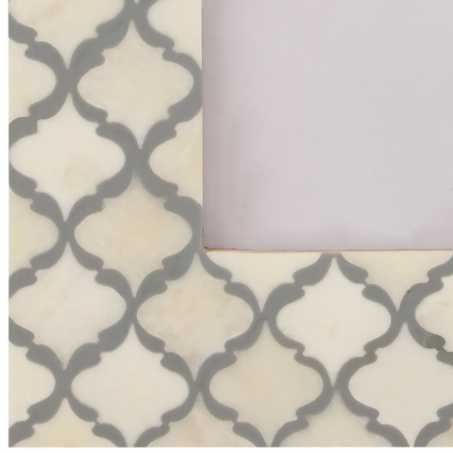 Picture Frames Moroccan Pattern Bone & Resin Inlay Collection in 2 Sizes, White & Grey