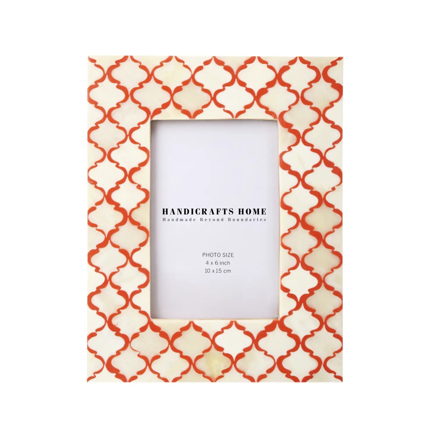 Picture Frames Moroccan Pattern Bone & Resin Inlay Collection in 2 Sizes, White & Red