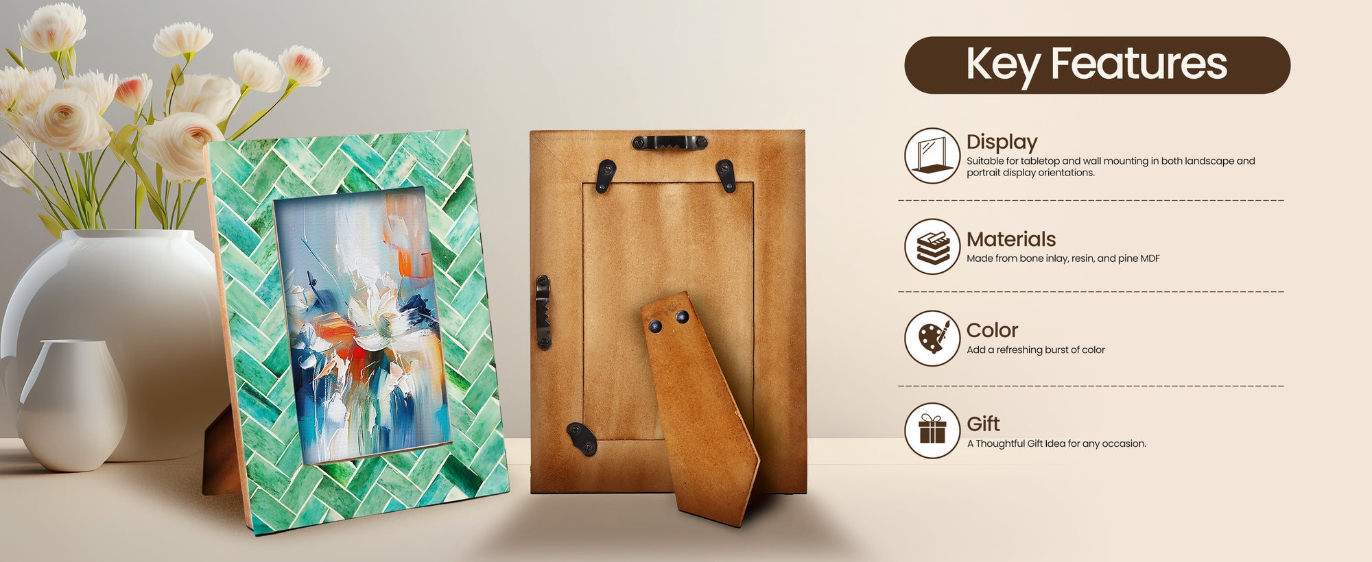 Picture Frames Nature Inspired Bone Inlay Collection in 4x6