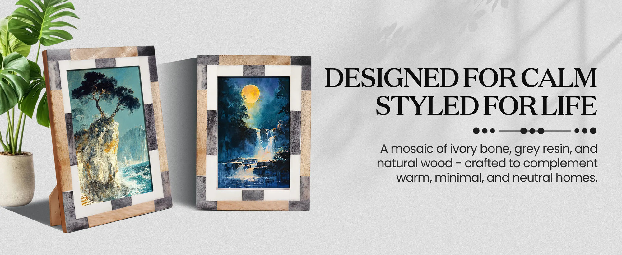 Tile Pattern Bone Inlay Picture frame for Holiday Decor & Gifting - 4x7, 5x7