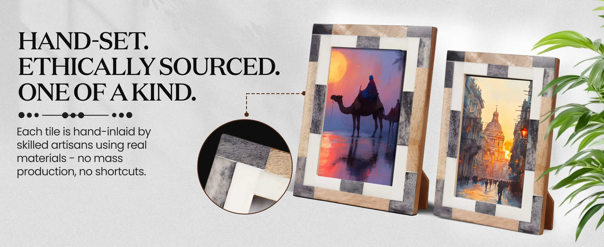 Tile Pattern Bone Inlay Picture frame for Holiday Decor & Gifting - 4x7, 5x7