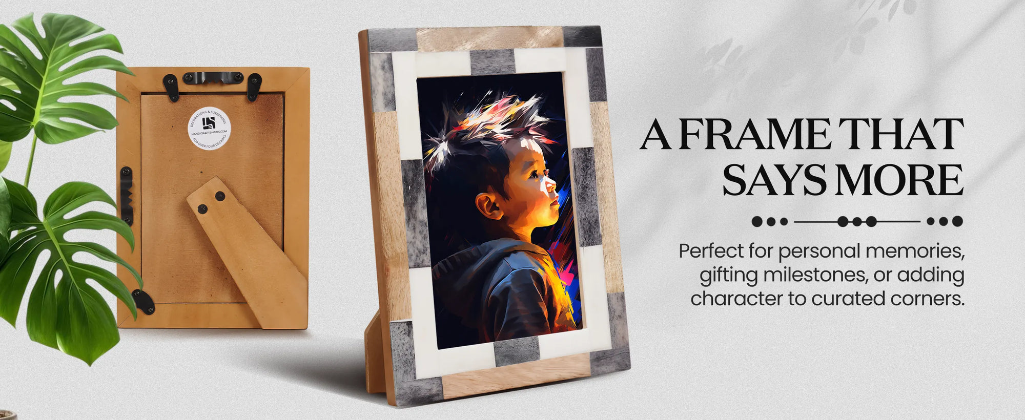 Tile Pattern Bone Inlay Picture frame for Holiday Decor & Gifting - 4x7, 5x7