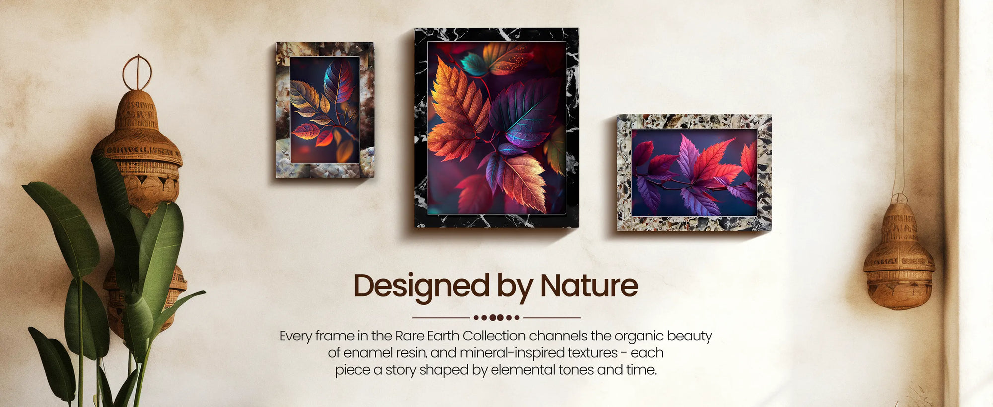 Picture Frame Rare Earth Marble Collection Resin Inlay Black – 3 Sizes