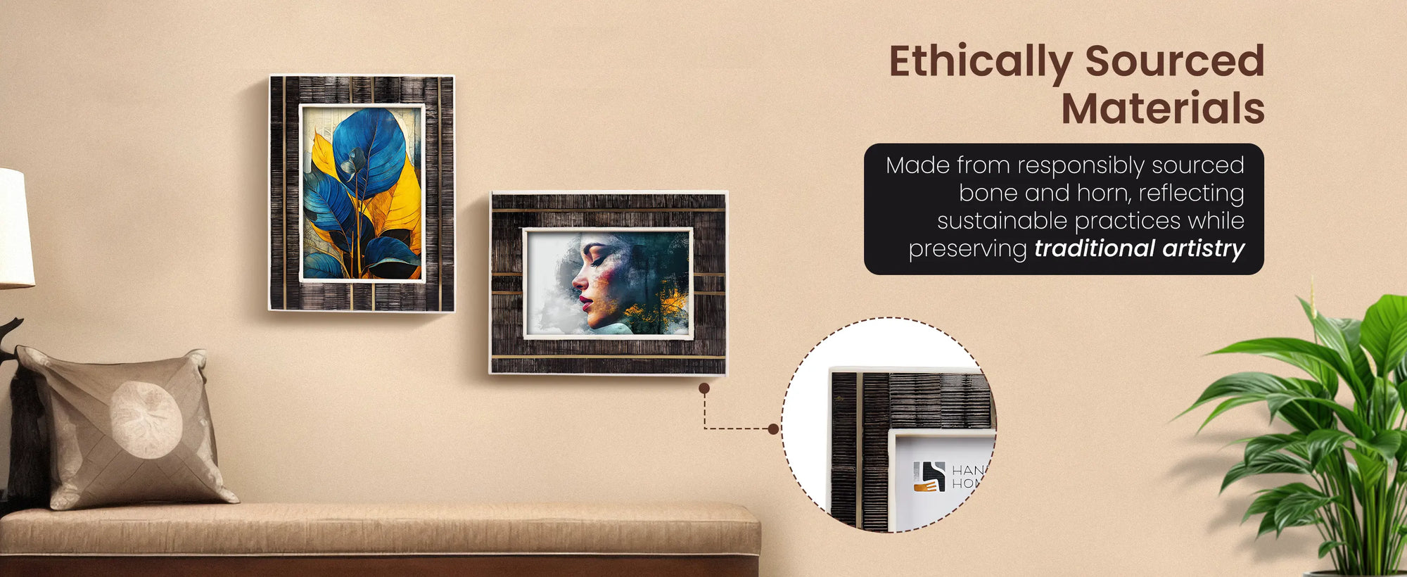 Horn Inlay Shagrin Picture Photo Frames Black, 4x6 5x7