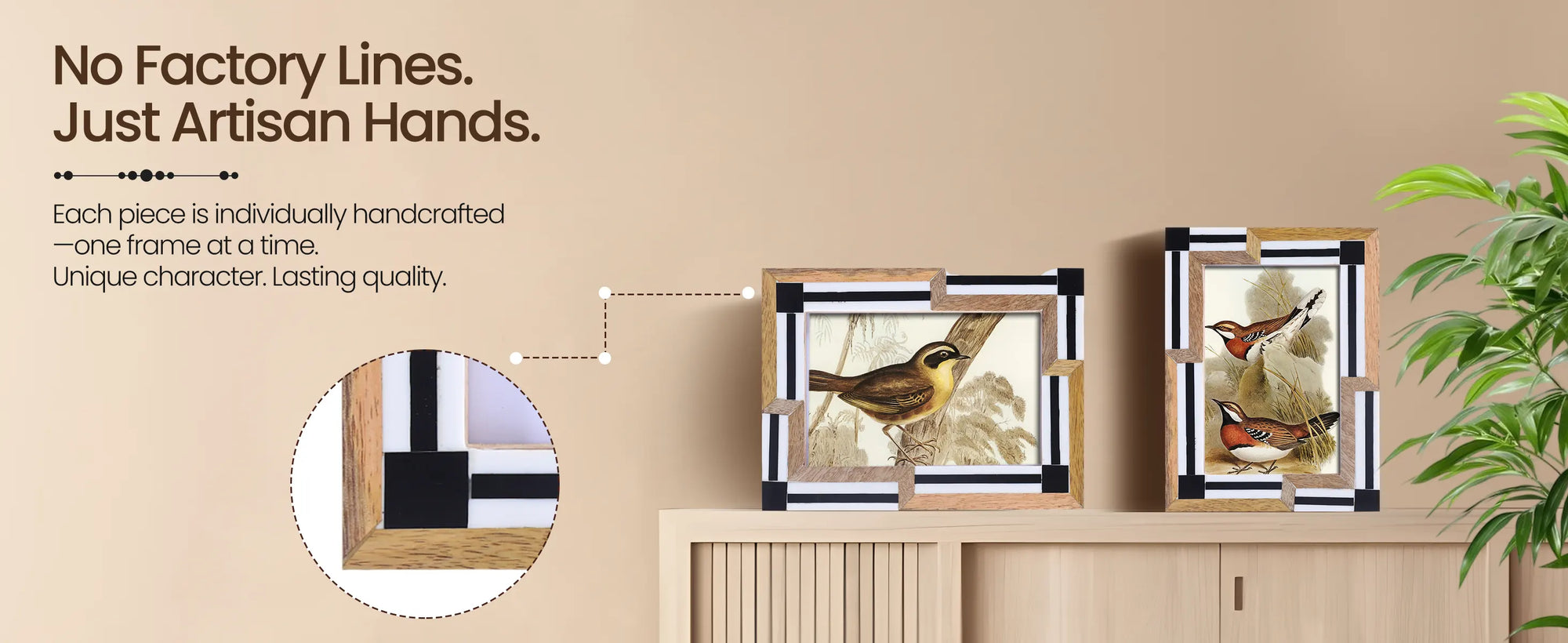 Picture Frames Silhouette Sequenced Collection Resin Inlay Wood Brown White 4x6 5x7