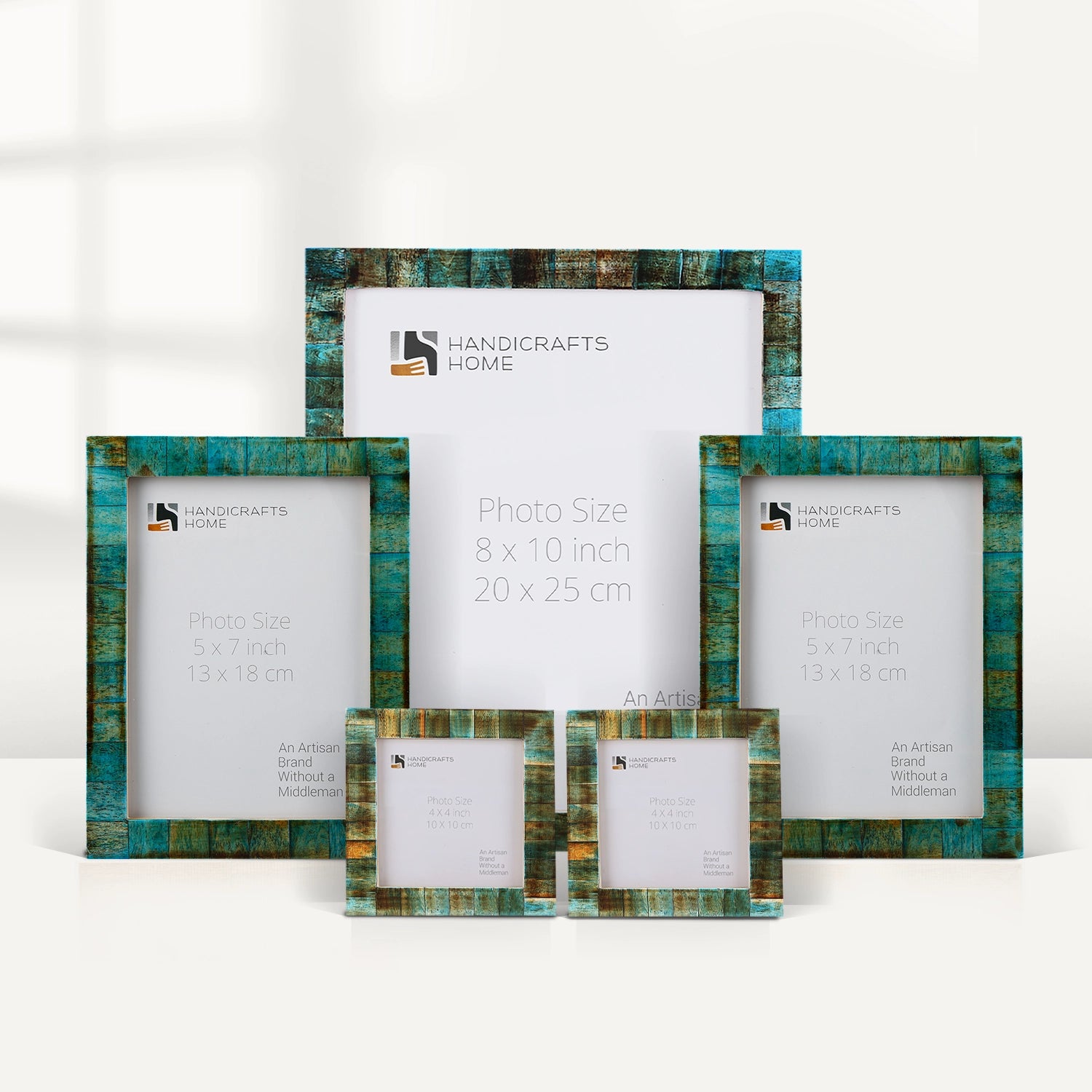 Classic Verdigris Bone Inlay Picture Frame Set (5-Pieces)