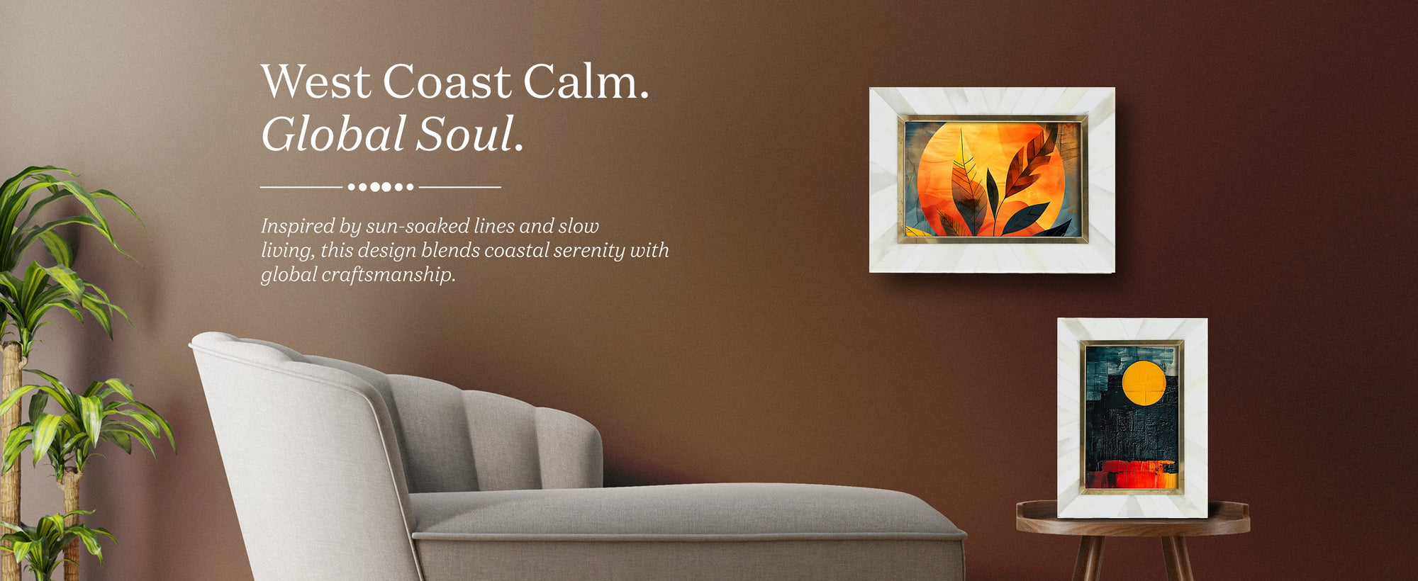 Picture Frames West Coast Monica Collection Bone Inlay Brass Brown White 4x6 5x7